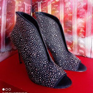 INC Women Sparkle booties, 9.5. Black suede .